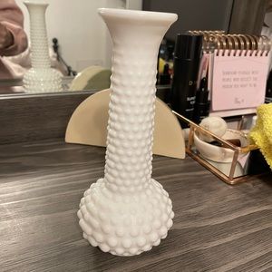 Hobnail milk glass vase
